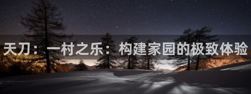 意昂体育3平台假的吗是真的吗：天刀：一村之乐：构建家园的极致体验